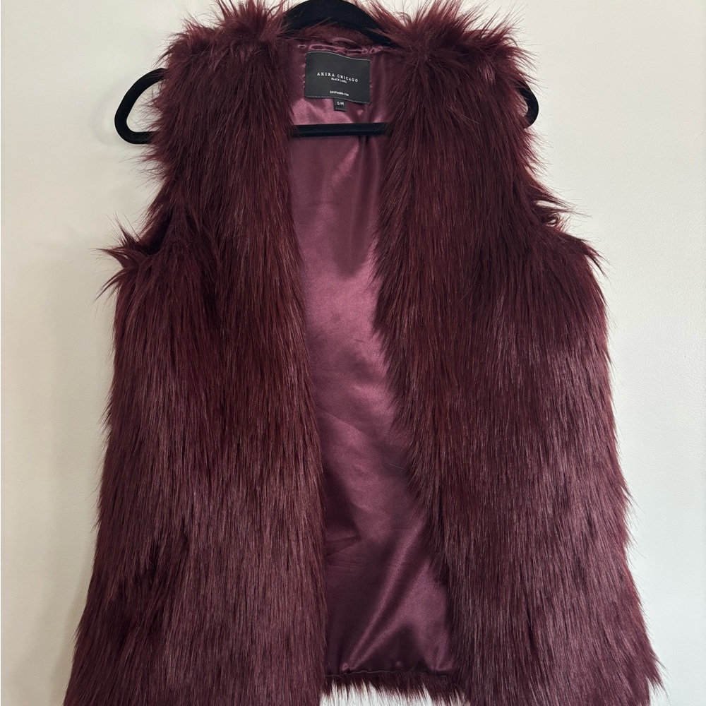 Faux Fur Burgundy Vest